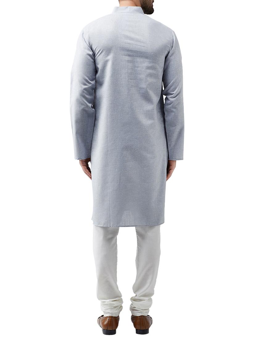 grey cotton kurta pyjama set - 15415921 - Zoom Image - 2