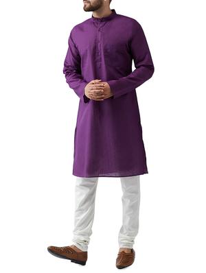 purple cotton kurta pyjama set - 15415929 - Standard Image - 2