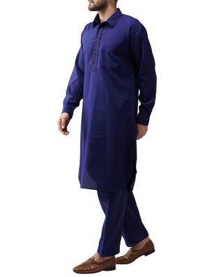 blue cotton pathani set - 15415940 - Standard Image - 2