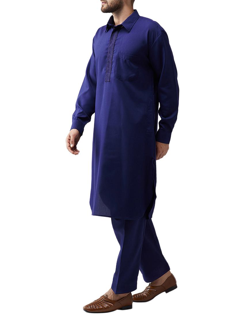 blue cotton pathani set - 15415940 - Zoom Image - 2