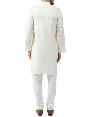 off white silk blend kurta pyjama set - 15415952 - Standard Image - 2