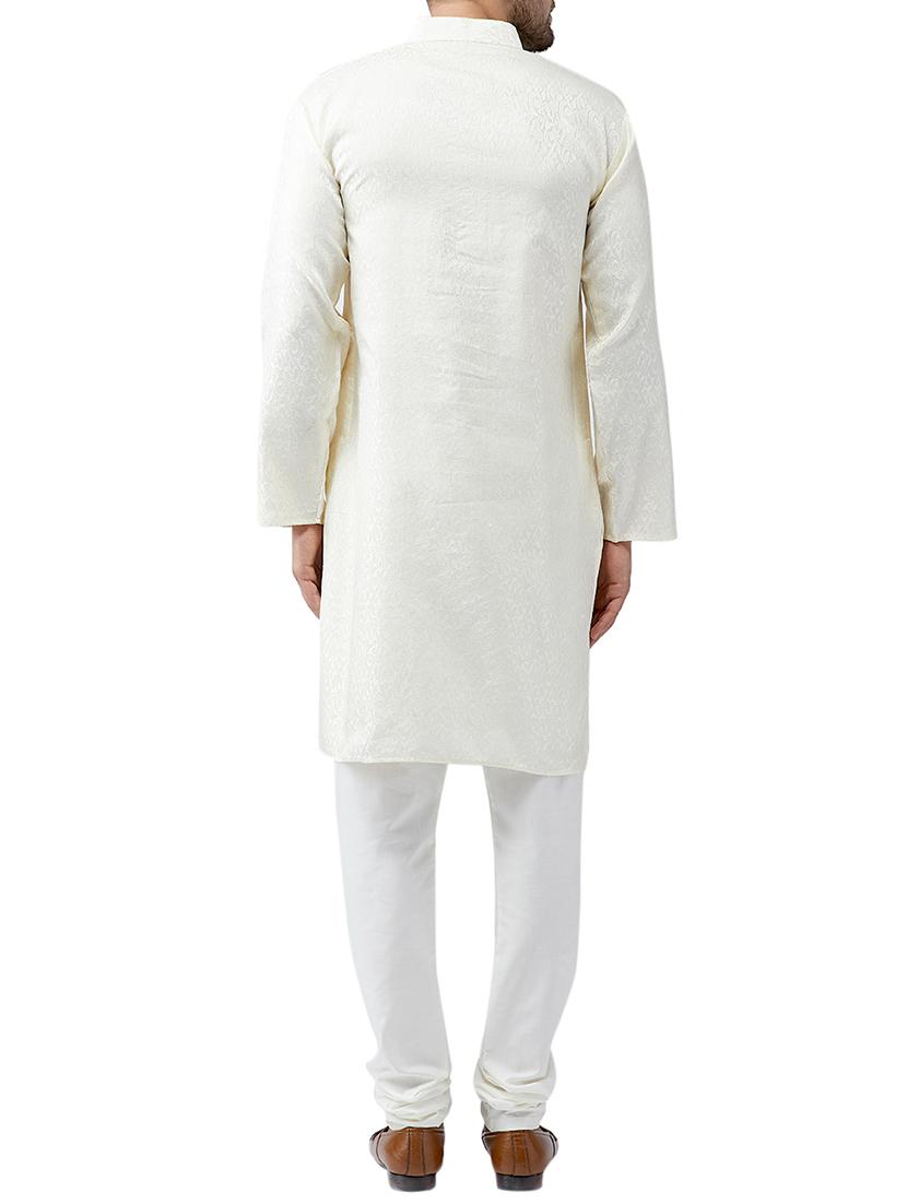 off white silk blend kurta pyjama set - 15415952 - Zoom Image - 2