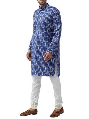 blue cotton kurta pyjama set - 15415955 - Standard Image - 2