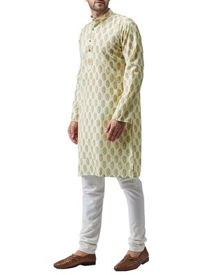 green cotton kurta pyjama set - 15415979 - Standard Image - 2