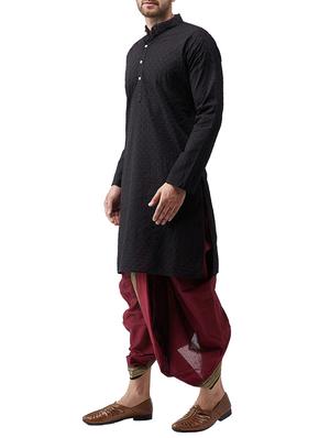 black cotton dhoti kurta set - 15415981 - Standard Image - 2