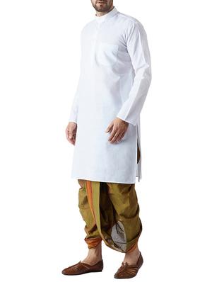 white and green cotton dhoti kurta set - 15416025 - Standard Image - 2