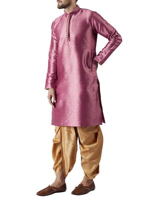 pink and gold silk blend dhoti kurta set - 15416047 - Standard Image - 2