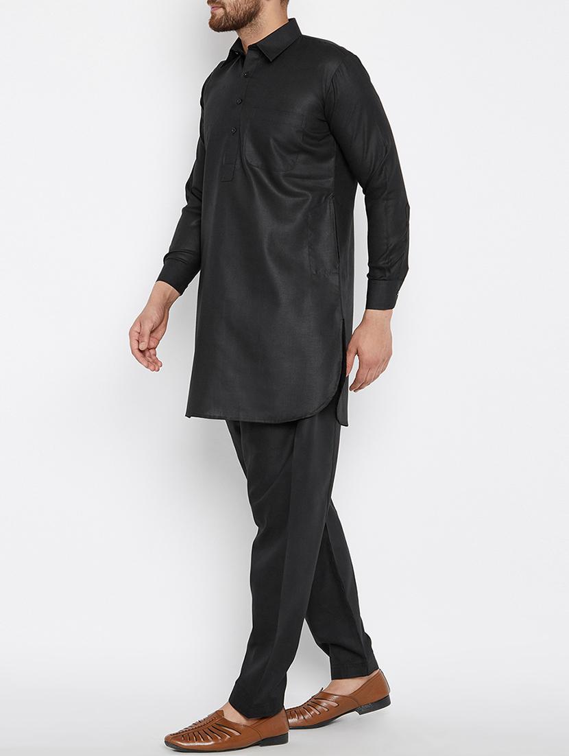 black cotton pathani set - 15416063 - Zoom Image - 2