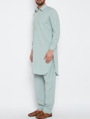 green cotton pathani set - 15416073 - Standard Image - 2