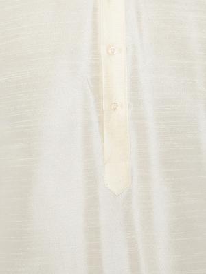 green and off white silk blend kurta pyjama set - 15416080 - Standard Image - 5