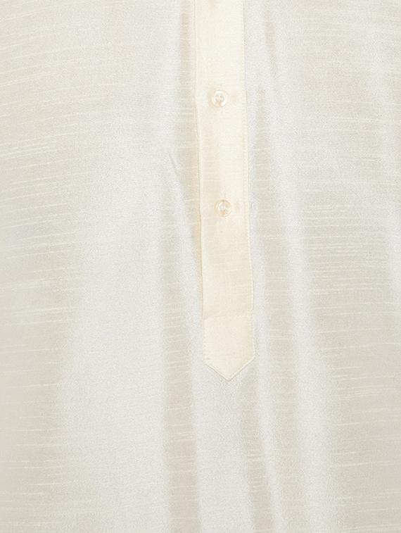 green and off white silk blend kurta pyjama set - 15416080 - Zoom Image - 5