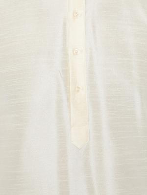 pink and off white silk blend kurta pyjama set - 15416081 - Standard Image - 5
