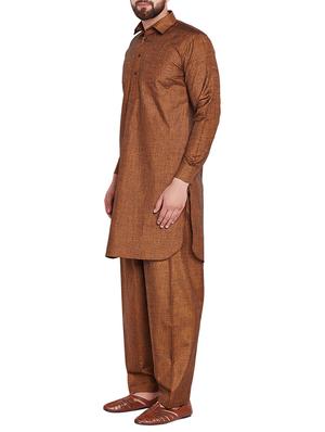 brown cotton pathani set - 15416092 - Standard Image - 2