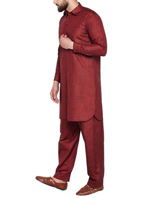 maroon cotton pathani set - 15416093 - Standard Image - 2