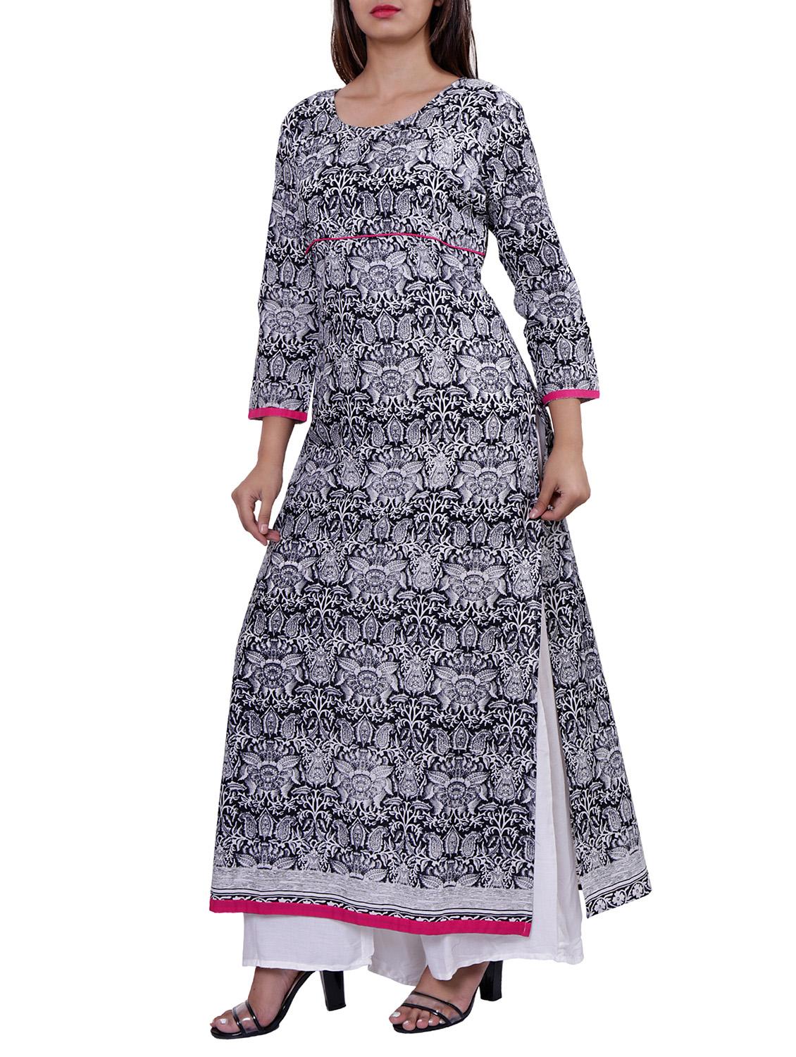 straight printed long kurta - 15416316 - Zoom Image - 2