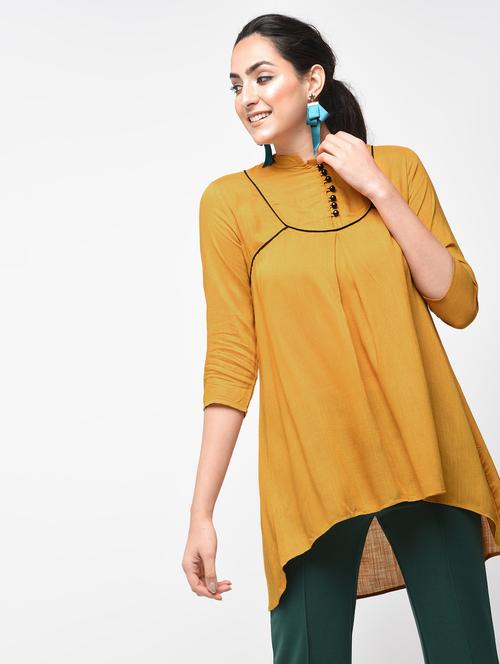 Contrast Piping detail asymmetric tunic - 15416343 - Standard Image - 1