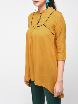 Contrast Piping detail asymmetric tunic - 15416343 - Standard Image - 5