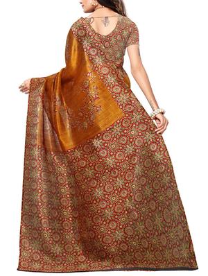 Contrast bordered bhagalpuri saree with blouse - 15416465 - Standard Image - 2