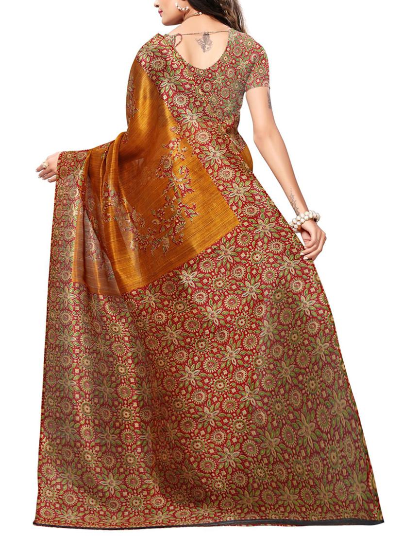 Contrast bordered bhagalpuri saree with blouse - 15416465 - Zoom Image - 2