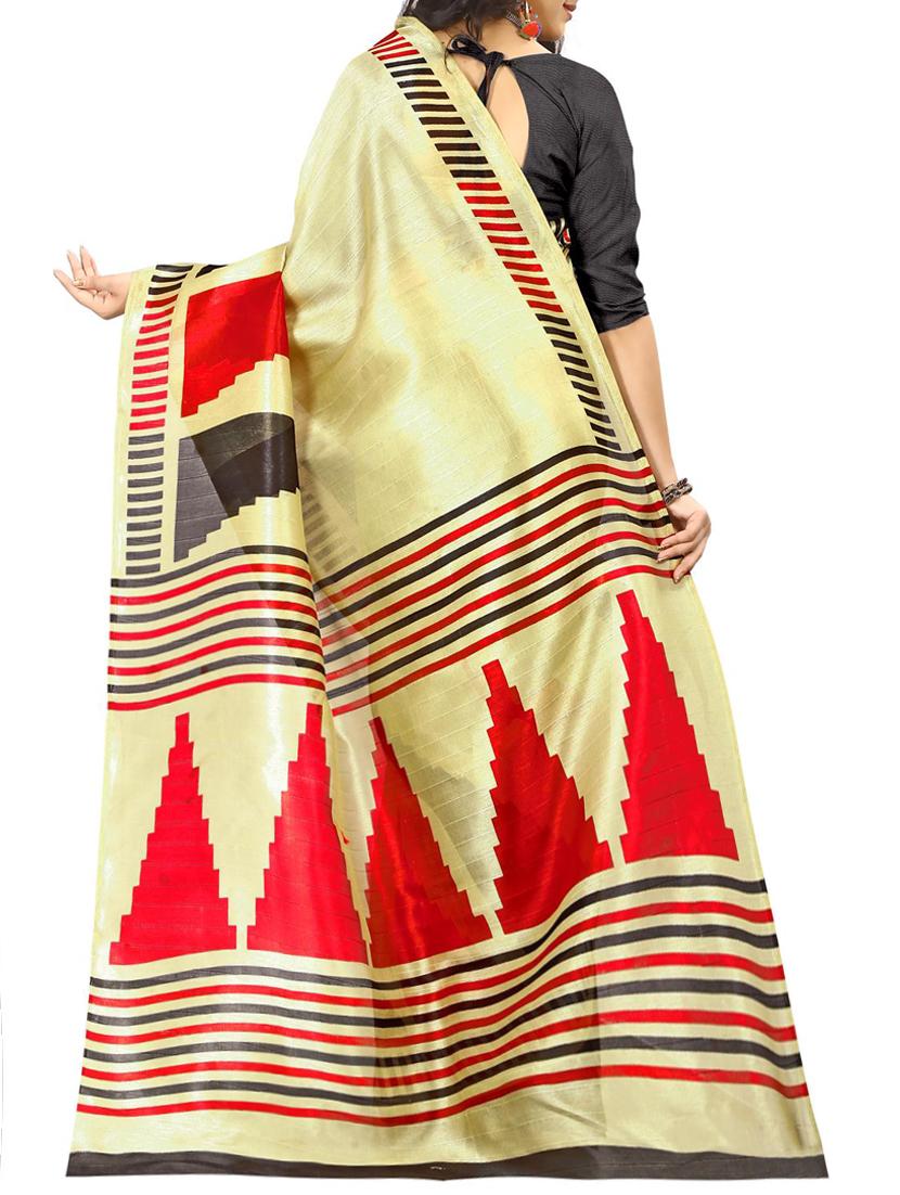 Temple bordered bhagalpuri saree with blouse - 15416468 - Zoom Image - 2