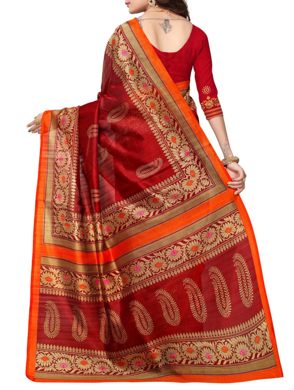 Paisley bhagalpuri saree with blouse - 15416480 - Zoom Image - 2