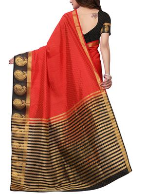 Zari bordered tussar silk saree with blouse - 15416582 - Standard Image - 2