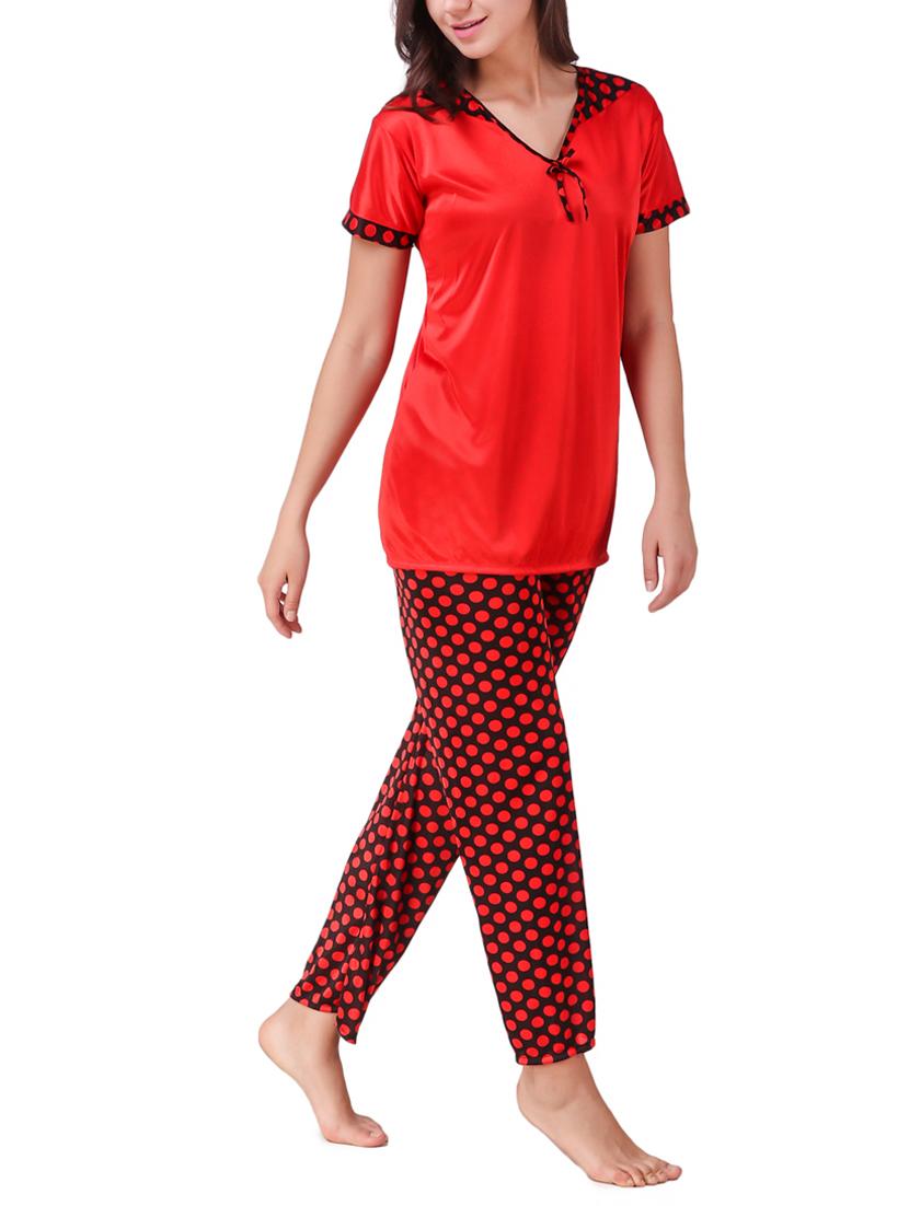 polka dotted nightwear pajama set - 15416595 - Zoom Image - 2