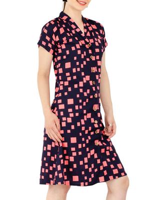 Geometric print button down shirt dress - 15416624 - Standard Image - 2