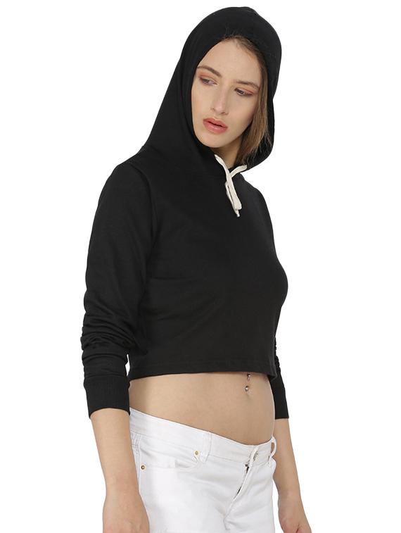 solid hooded cropped sweatshirt - 15416640 - Zoom Image - 2