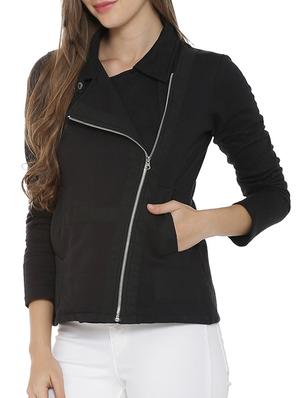 lapel neck zip up jacket - 15416678 - Standard Image - 2