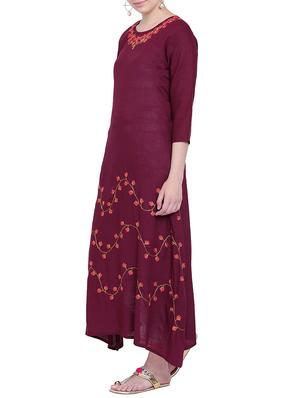 Asymmetric embroidered kurta - 15416710 - Standard Image - 2