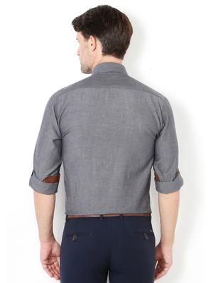 grey cotton casual shirt - 15417063 - Standard Image - 2