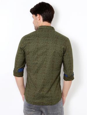 green cotton casual shirt - 15417064 - Standard Image - 2