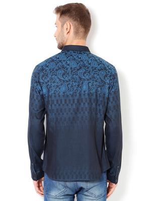 navy blue cotton casual shirt - 15417073 - Standard Image - 2