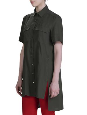 button down high low tunic - 15417278 - Standard Image - 2