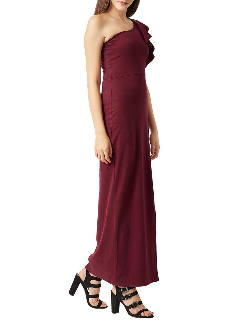 single shoulder side slit dress - 15417296 - Zoom Image - 2