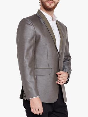 brown cotton blend casual blazer - 15417702 - Standard Image - 2