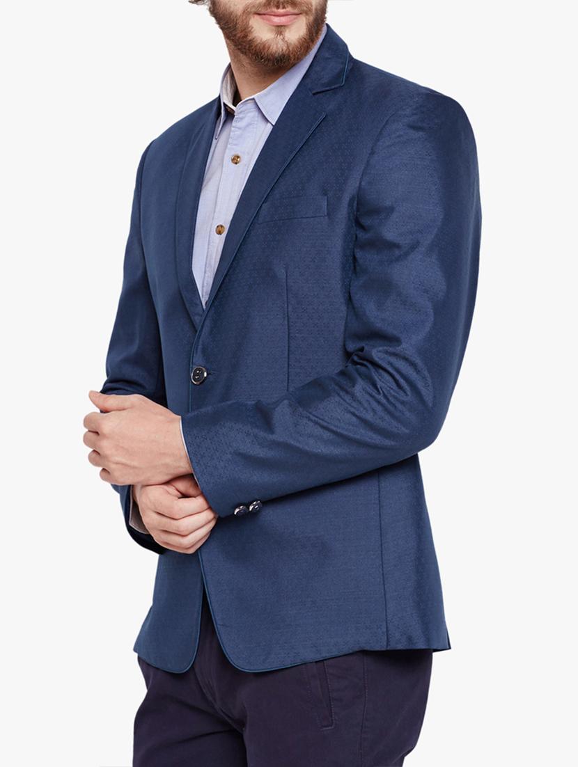 blue cotton blend casual blazer - 15417718 - Zoom Image - 2