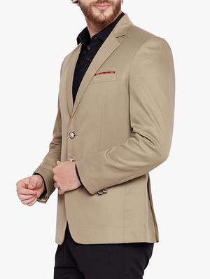 beige cotton blend casual blazer - 15417722 - Standard Image - 2