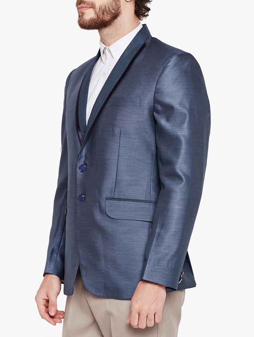 blue cotton blend casual blazer - 15417723 - Zoom Image - 2