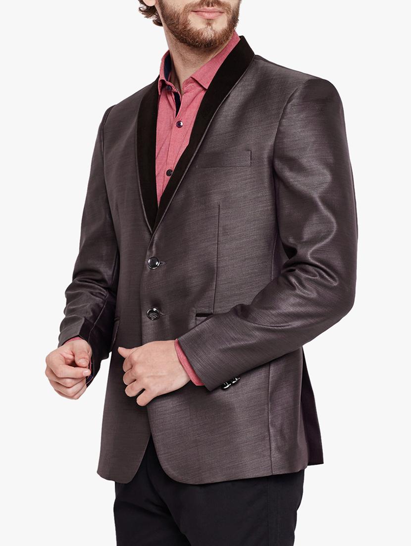 brown cotton blend casual blazer - 15417729 - Zoom Image - 2