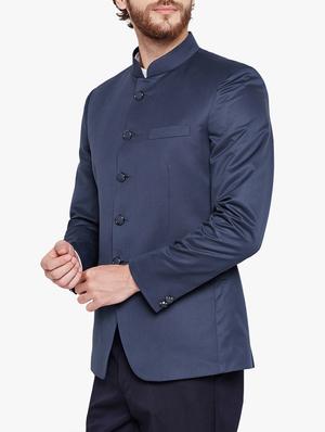 navy blue cotton blend casual blazer - 15417743 - Standard Image - 2
