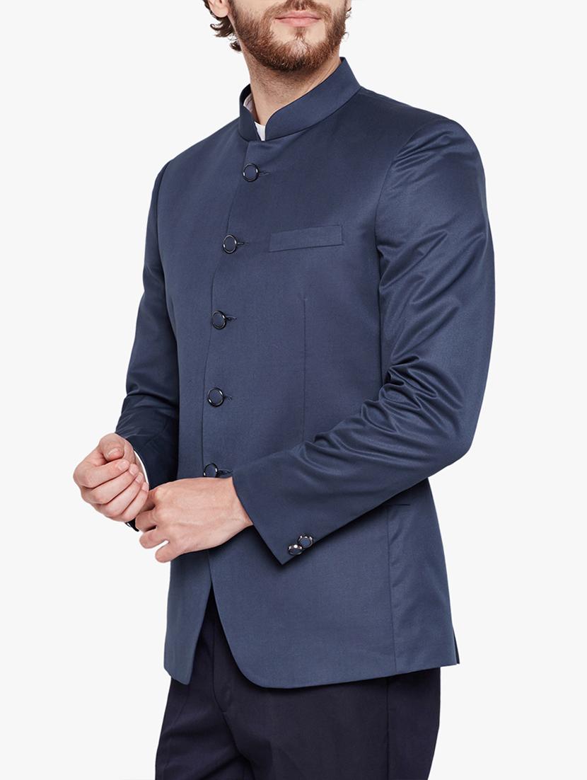 navy blue cotton blend casual blazer - 15417743 - Zoom Image - 2