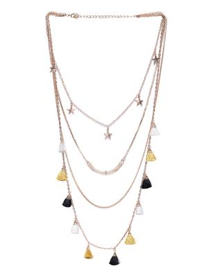 gold metal long necklace - 15418022 - Standard Image - 2
