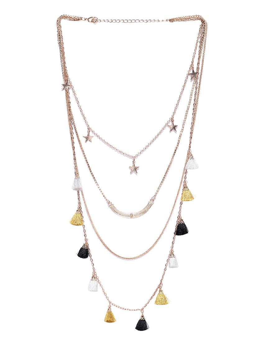 gold metal long necklace - 15418022 - Zoom Image - 2