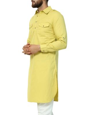 green cotton pathani kurta - 15418090 - Standard Image - 2