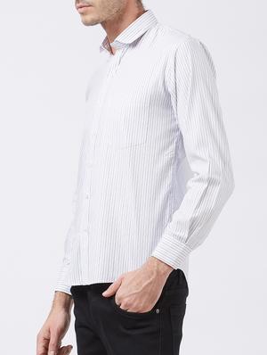 white cotton blend casual shirt - 15418311 - Standard Image - 2