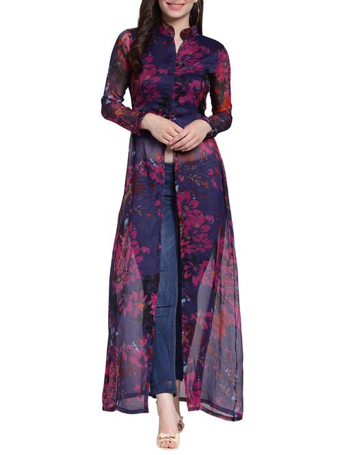 front slit floral tunic - 15418483 - Standard Image - 1