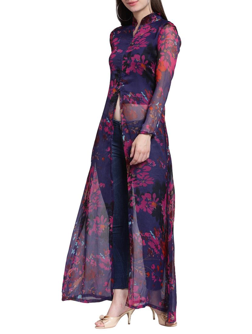 front slit floral tunic - 15418483 - Zoom Image - 2