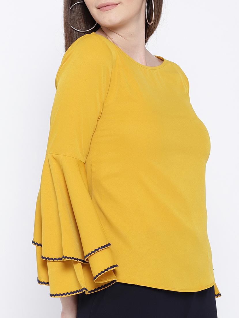 Contrasting lace bell sleeved top - 15418747 - Zoom Image - 2